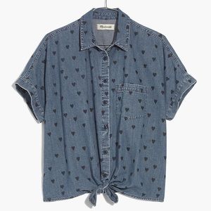 NWT Madewell denim tie front shirt heart small